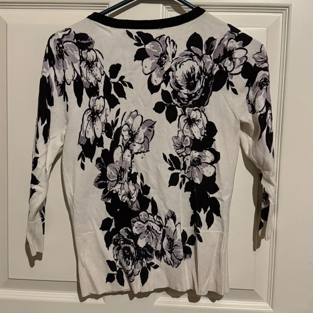 White House Black Market Holiday Floral Cardigan